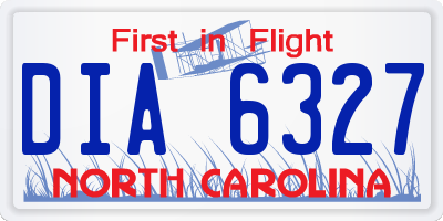 NC license plate DIA6327
