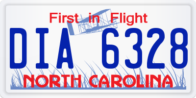 NC license plate DIA6328