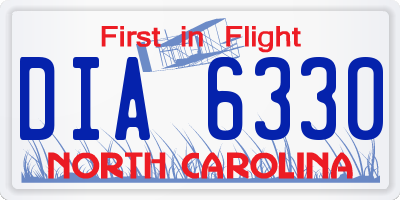NC license plate DIA6330