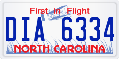 NC license plate DIA6334