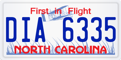 NC license plate DIA6335