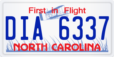 NC license plate DIA6337