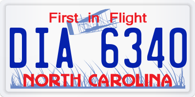 NC license plate DIA6340