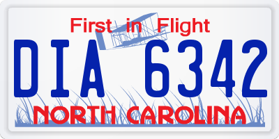 NC license plate DIA6342