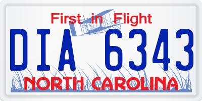 NC license plate DIA6343