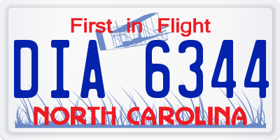 NC license plate DIA6344