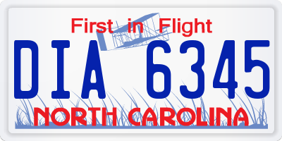 NC license plate DIA6345