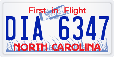 NC license plate DIA6347