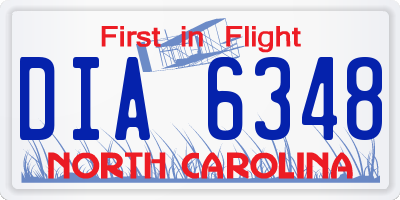 NC license plate DIA6348