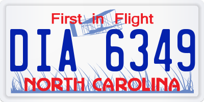 NC license plate DIA6349