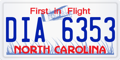 NC license plate DIA6353