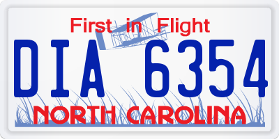 NC license plate DIA6354