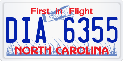 NC license plate DIA6355