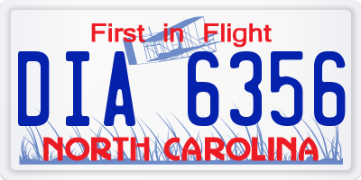 NC license plate DIA6356