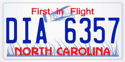 NC license plate DIA6357