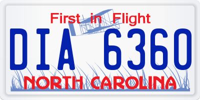 NC license plate DIA6360