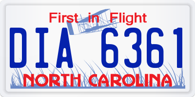 NC license plate DIA6361