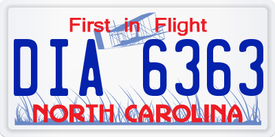 NC license plate DIA6363