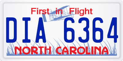 NC license plate DIA6364