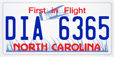 NC license plate DIA6365
