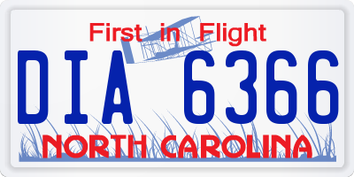 NC license plate DIA6366