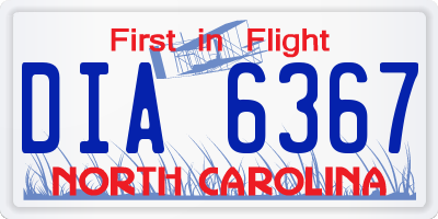 NC license plate DIA6367
