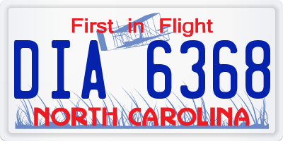 NC license plate DIA6368
