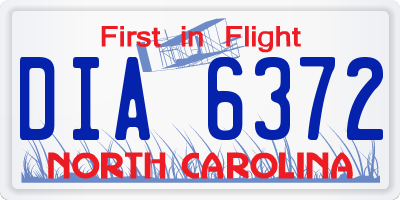 NC license plate DIA6372