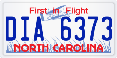 NC license plate DIA6373