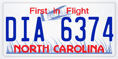 NC license plate DIA6374