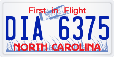 NC license plate DIA6375