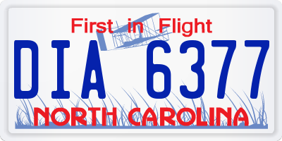 NC license plate DIA6377
