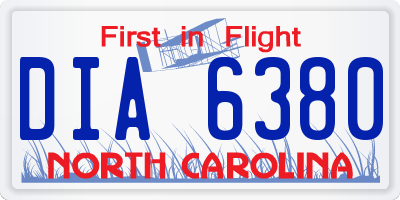 NC license plate DIA6380
