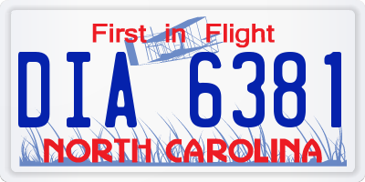 NC license plate DIA6381