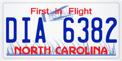 NC license plate DIA6382