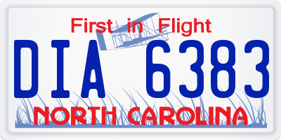 NC license plate DIA6383