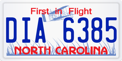 NC license plate DIA6385