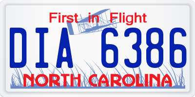 NC license plate DIA6386
