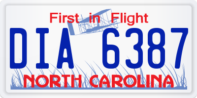 NC license plate DIA6387