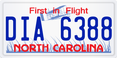 NC license plate DIA6388