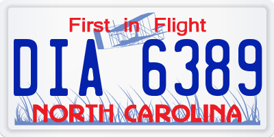NC license plate DIA6389
