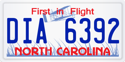 NC license plate DIA6392