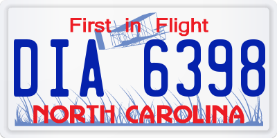 NC license plate DIA6398