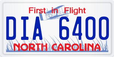 NC license plate DIA6400