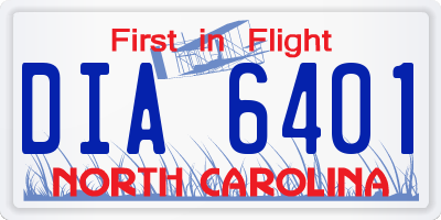 NC license plate DIA6401