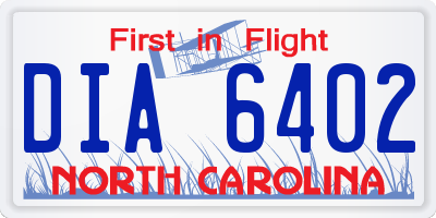 NC license plate DIA6402