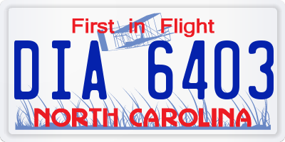 NC license plate DIA6403