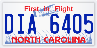 NC license plate DIA6405