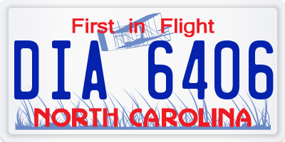 NC license plate DIA6406