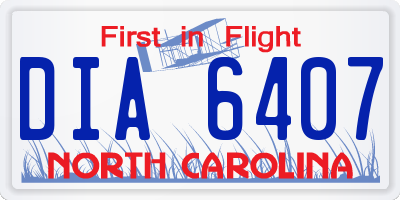 NC license plate DIA6407